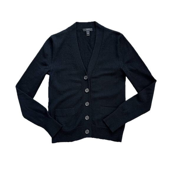 J. Crew Black Merino Wool Cardigan Size XXS - Picture 2 of 8